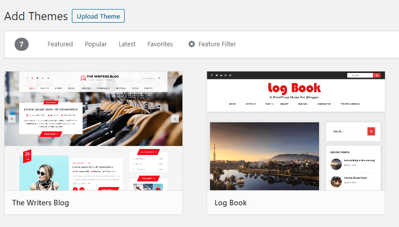 Select a theme for WordPress blog