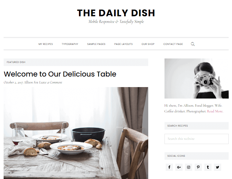 Daily Dish Recipe theme for WordPress recipe blog