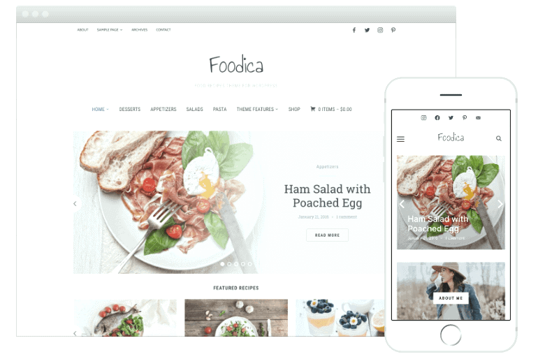 Foodica WordPress theme for food blog