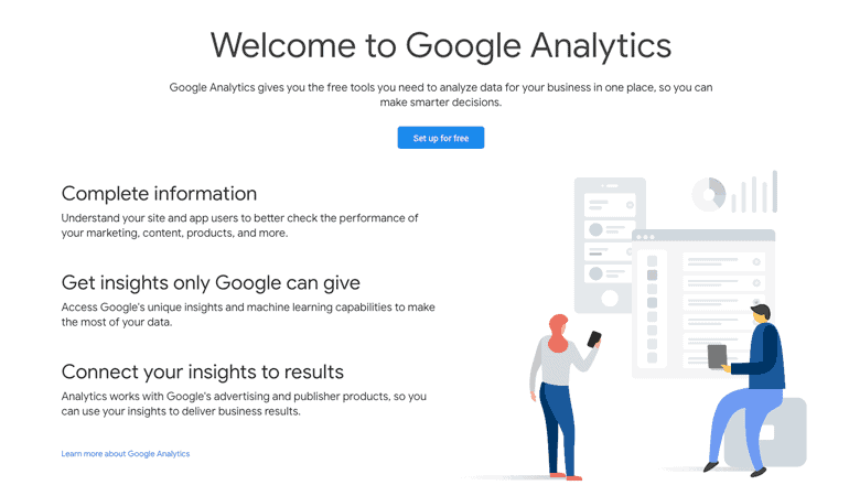 Google Analytics home page