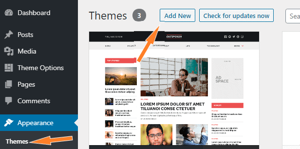 Add a new WordPress theme