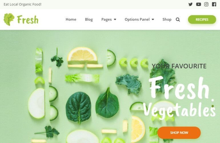 Fresh theme for WordPress recipe blog