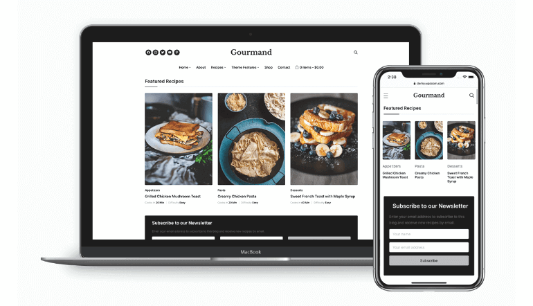 Gourmand theme for food blog